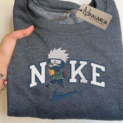 anime custom embroidered sweatshirt, nike x kakashi embroidered sweatshirt, custom anime embroidered crewneck, anime