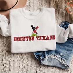 Grinch NFL Houston Texans Embroidered Sweatshirt, Grinch NFL Sport Embroidered Sweatshirt, NFL Embroidered Shirt