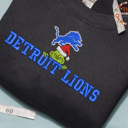 Grinch NFL Detroit Lions Embroidered Sweatshirt, Grinch NFL Sport Embroidered Sweatshirt, NFL Embroidered Shirt