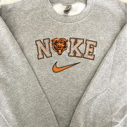 Nike NFL Chicago Bears Emboidered Hoodie, Nike NFL Embroidered Sweatshirt, NFL Embroidered Football, Nike NK03A