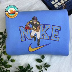 Nike NFL Lamar Jackson Embroidered Hoodie, Nike NFL Baltimore Ravens Sweatshirt, NFL Embroidered Football, Nike NK11G