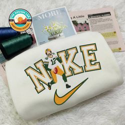 Nike NFL Aaron Rodgers Embroidered Hoodie, Nike NFL Embroidered Sweatshirt, NFL Embroidered Football, Nike NK21G