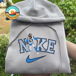 Nike NFL Brian Burns Embroidered Hoodie, Nike NFL Carolina Panthers Sweatshirt, NFL Embroidered Football, Nike NK28G