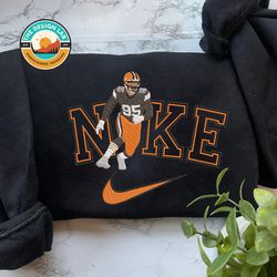 Nike NFL Myles Garrett Embroidered Hoodie, Nike NFL Cleveland Browns Sweatshirt, NFL Embroidered Football, Nike NK31G