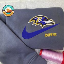 Nike NFL Baltimore Ravens Embroidered Hoodie, Nike NFL Embroidered Sweatshirt, NFL Embroidered Football, Nike NK04K