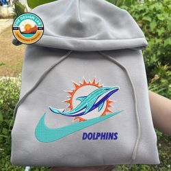 Nike NFL Miami Dolphins Embroidered Hoodie, Nike NFL Embroidered Sweatshirt, NFL Embroidered Football, Nike NK05K