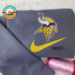 Nike NFL Minnesota Vikings Embroidered Hoodie, Nike NFL Embroidered Sweatshirt, NFL Embroidered Football, Nike NK15K