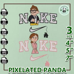 nike couple carl and ellie embroidery design, up movie couple nike embroidery design, disney movie nike embroidery file