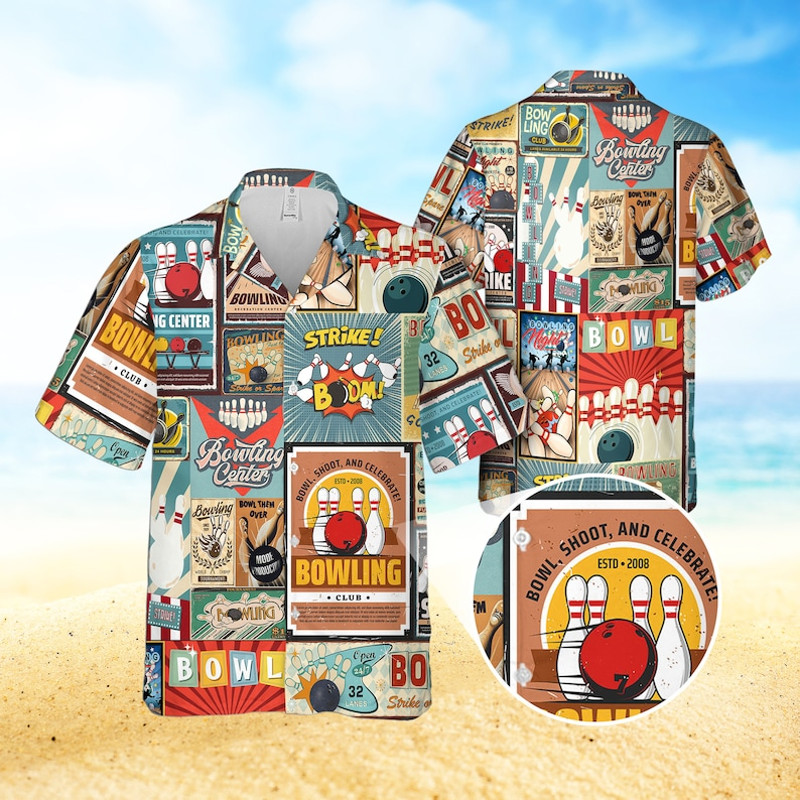 Bowling Retro Shirts, Funny Bowling Shirts for Men Button Down, Hawaiian Shirts For Bowlers, Bowling Party Outfits, Gift For Bowling Lovers2.jpg
