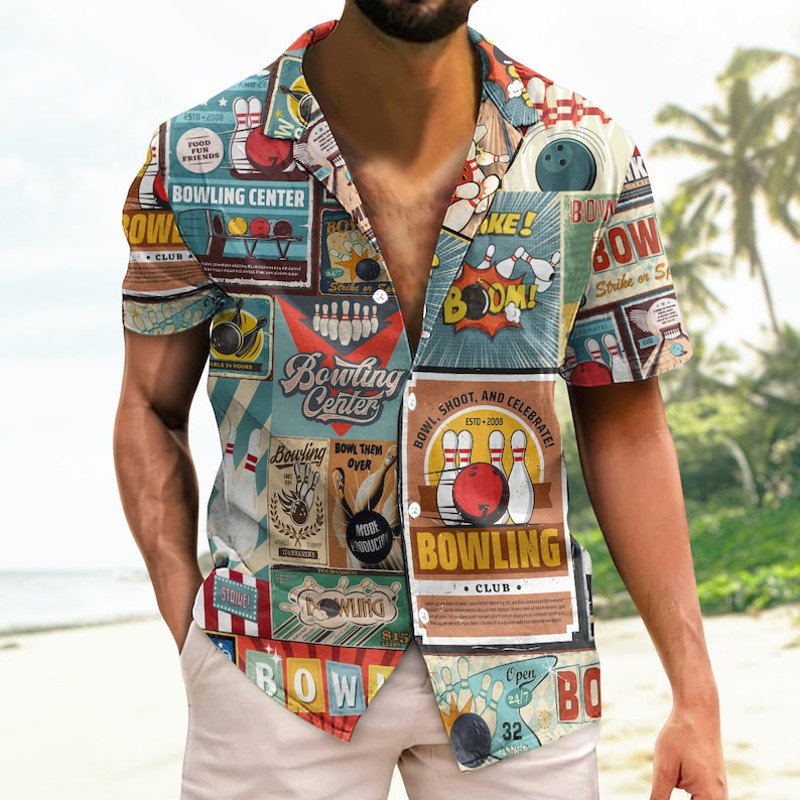 Bowling Retro Shirts, Funny Bowling Shirts for Men Button Down, Hawaiian Shirts For Bowlers, Bowling Party Outfits, Gift For Bowling Lovers3.jpg