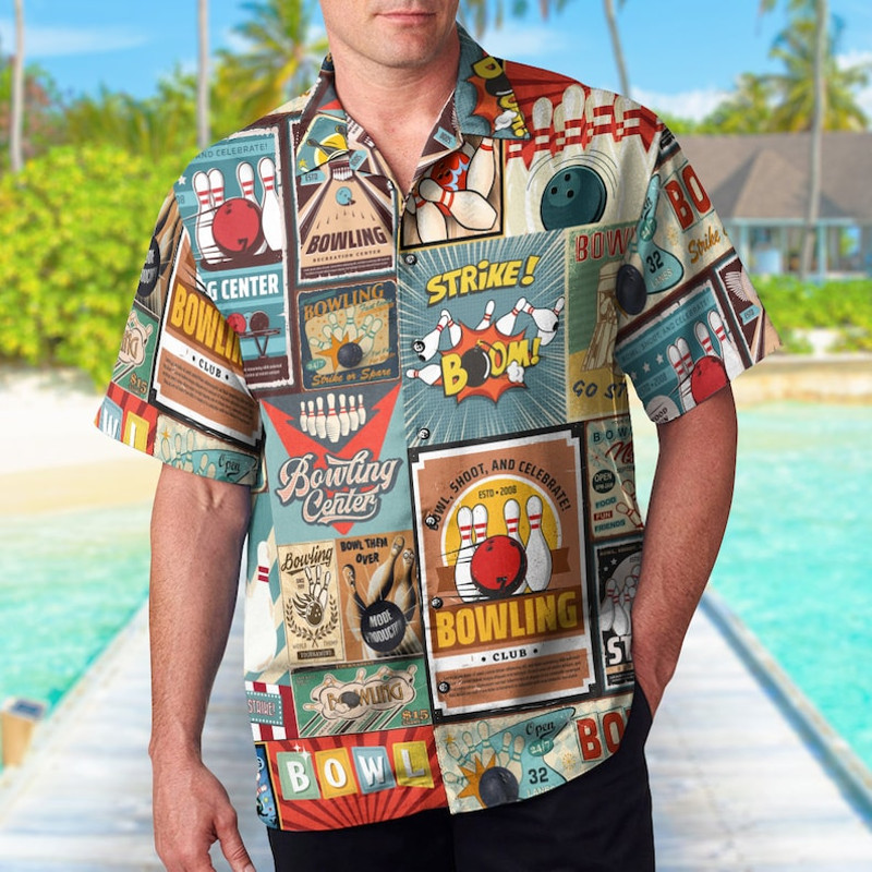 Bowling Retro Shirts, Funny Bowling Shirts for Men Button Down, Hawaiian Shirts For Bowlers, Bowling Party Outfits, Gift For Bowling Lovers4.jpg