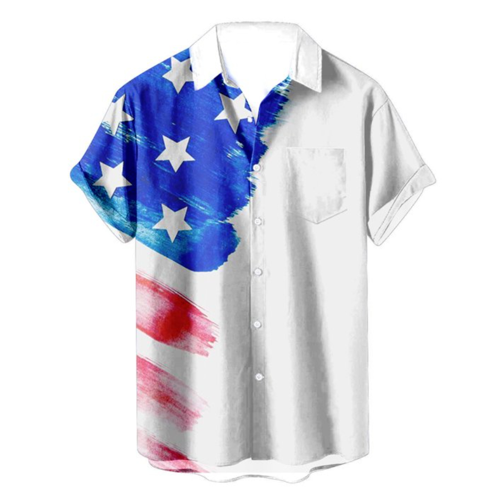 4th Of July Hawaiian Shirts Stars Independence Day Patriotic White Casual Button Up Aloha Shirt - 90scloth.jpg