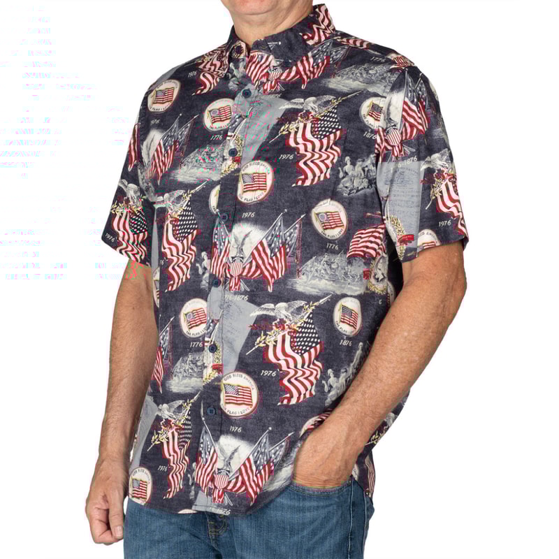 4th Of July Hawaiian Shirts USA Flag Bicentennial 1976 Patriotic Casual Button Up Aloha Shirt - 90scloth.jpg