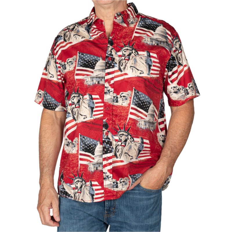 4th Of July Hawaiian Shirts USA Flag Bicentennial Patriotic Casual Button Up Aloha Shirt - 90scloth.jpg