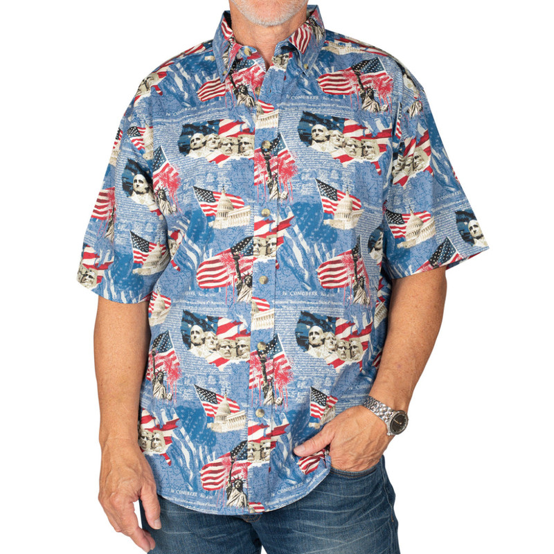 4th Of July Hawaiian Shirts USA Flag Independence Patriotic Casual Button Up Aloha Shirt - 90scloth.jpg