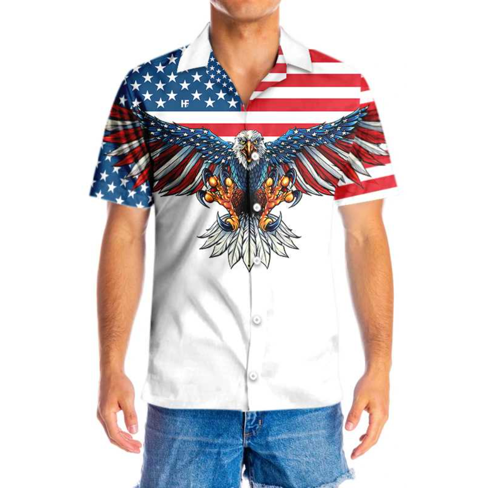 4th Of July Hawaiian Shirts USA Flag Stay Strong America Patriotic Casual Button Up Aloha Shirt - 90scloth.jpg