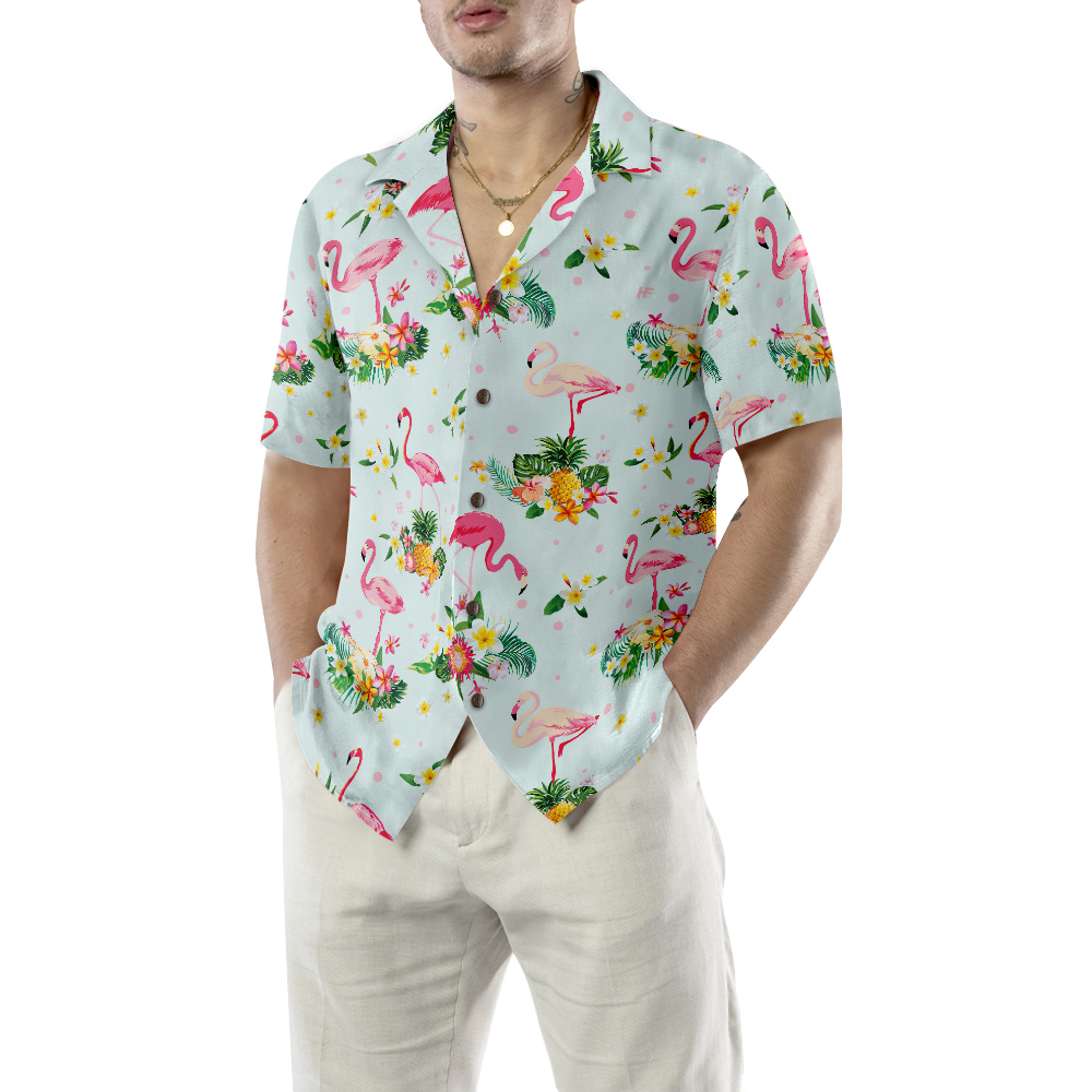 Beautiful Flamingo Hawaiian Button Up Shirt Summer Beach Flamingo Aloha Shirt - 90scloth.jpg