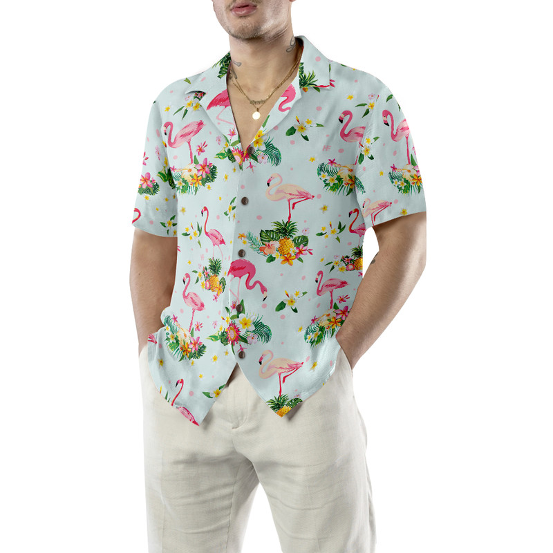 Beautiful Flamingo Hawaiian Button Up Shirt Summer Beach Flamingo Aloha Shirt - 90scloth.jpg