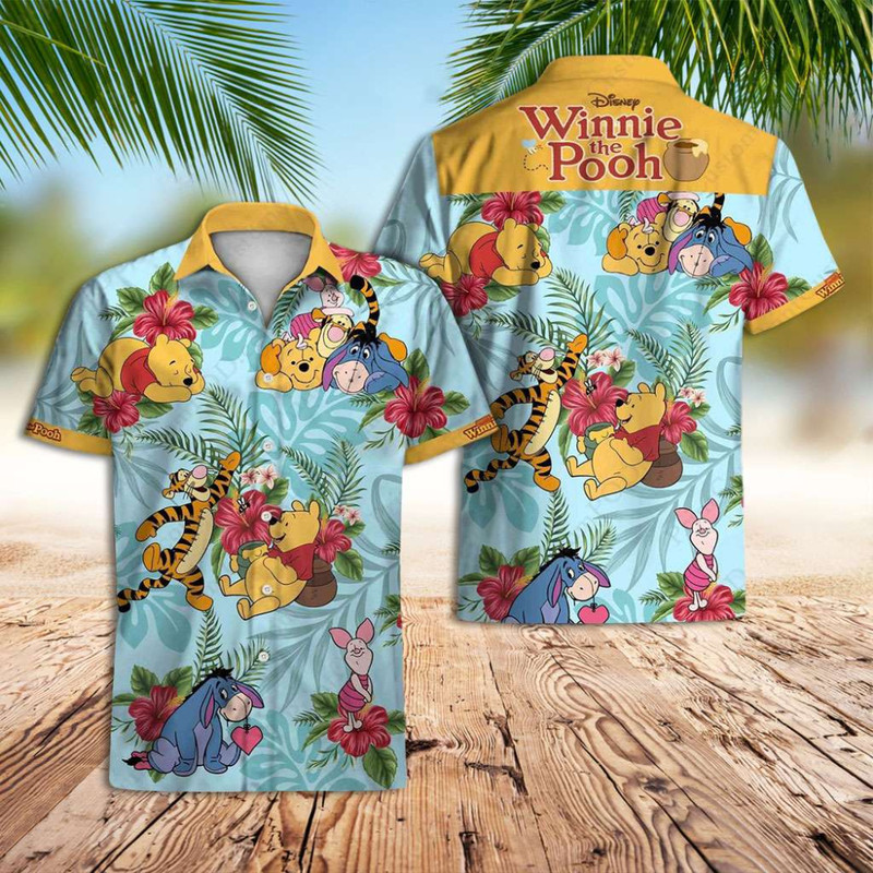 Disney Hawaiian Shirt Summer Beach Best Cute Winnie The Pooh Disney Aloha Button Up Shirt - 90scloth.jpg