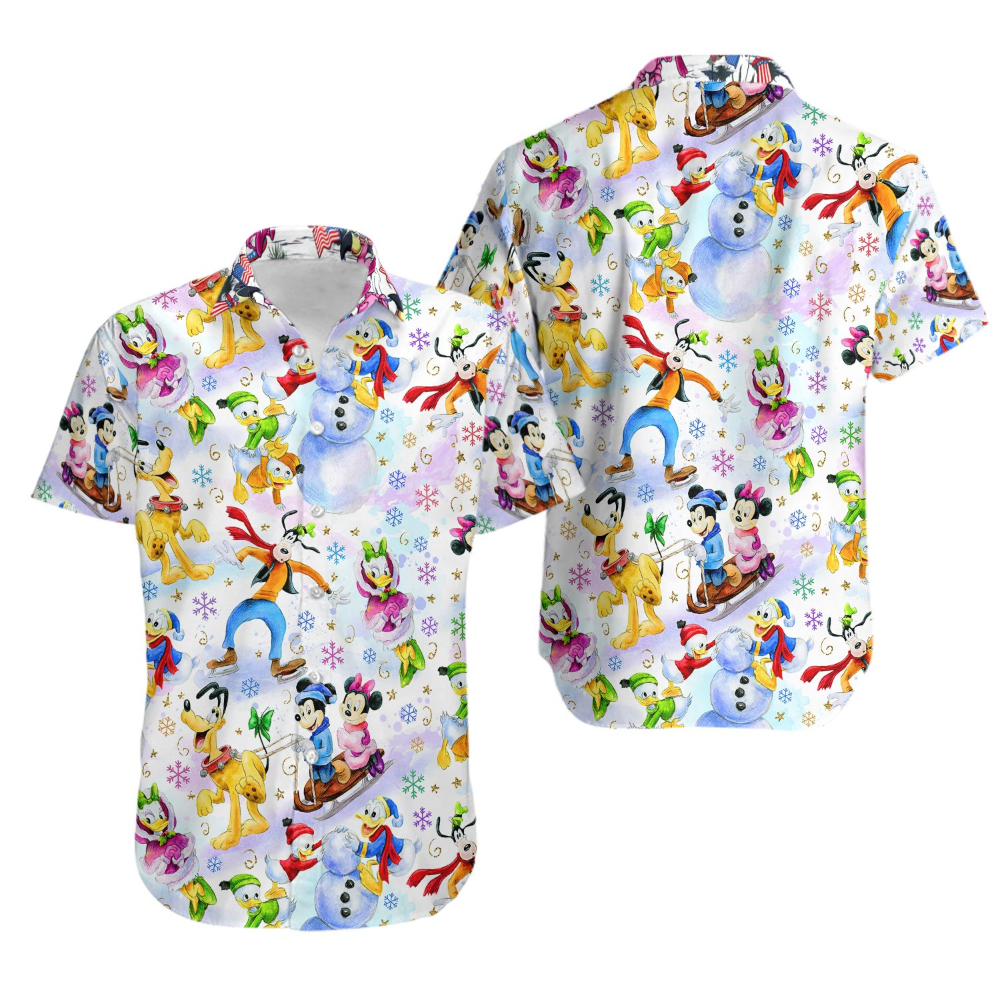 Disney Hawaiian Shirt Summer Beach Disney Characters Collection Aloha Button Up Shirt - 90scloth.jpg