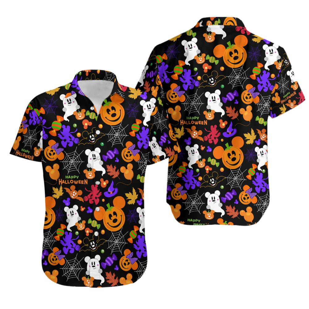 Disney Hawaiian Shirt Summer Beach Halloween Pattern Disney Aloha Button Up Shirt - 90scloth.jpg