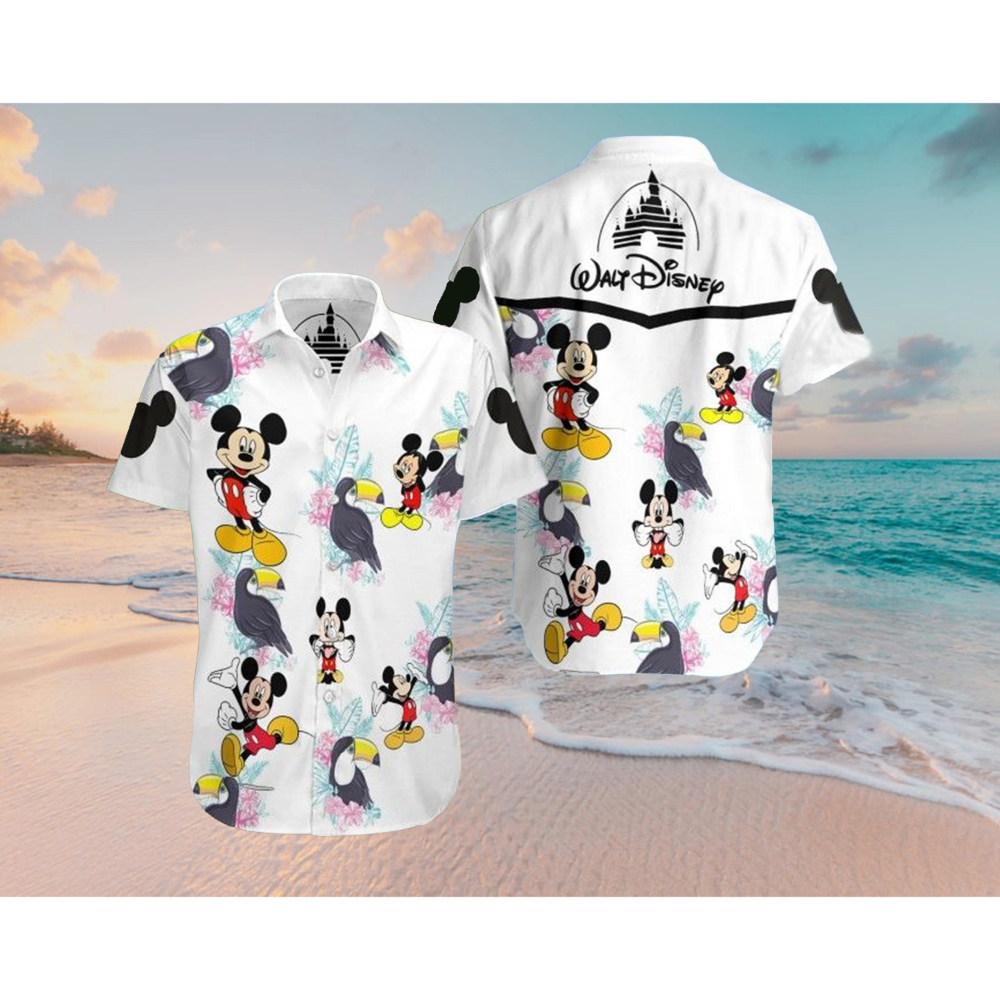 Disney Hawaiian Shirt Summer Beach Mickey Disney Walt Disney White Disney Aloha Button Up Shirt - 90scloth.jpg