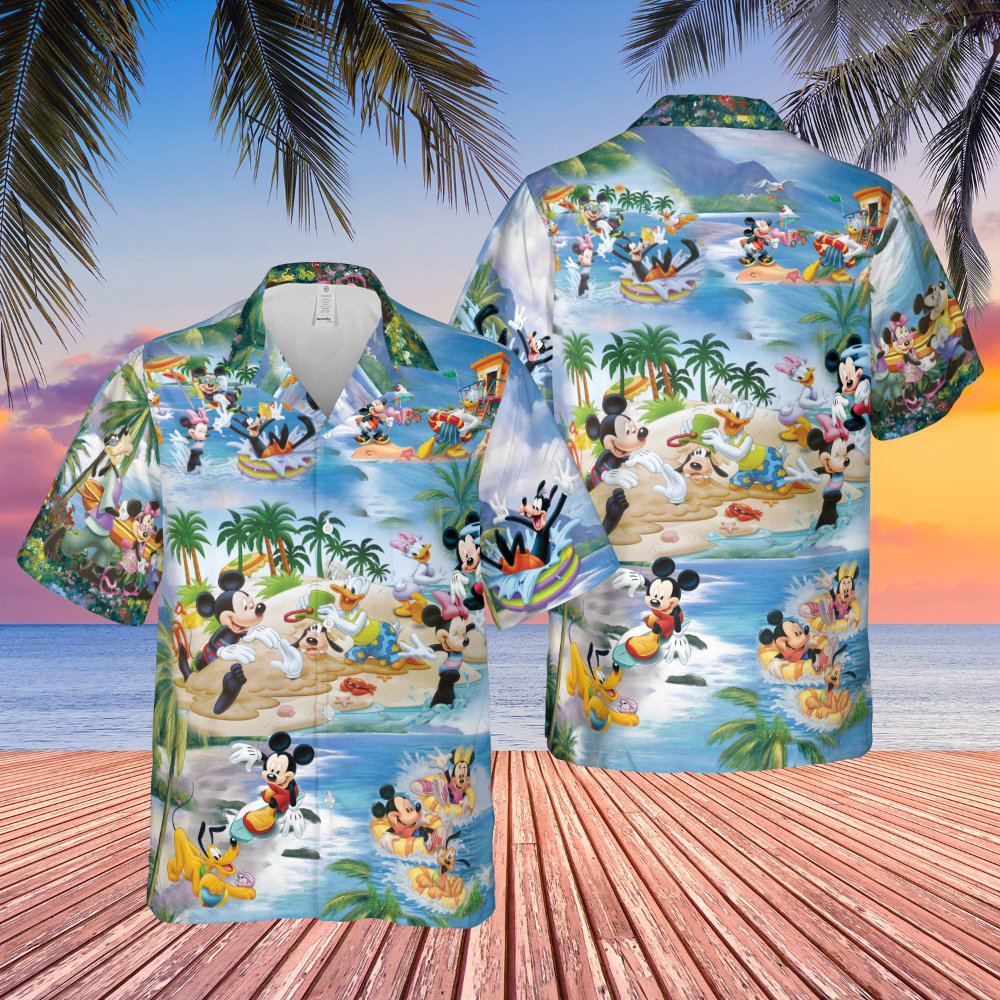 Disney Hawaiian Shirt Summer Beach Mickey Mouse And Friends Disney Aloha Button Up Shirt - 90scloth.jpg