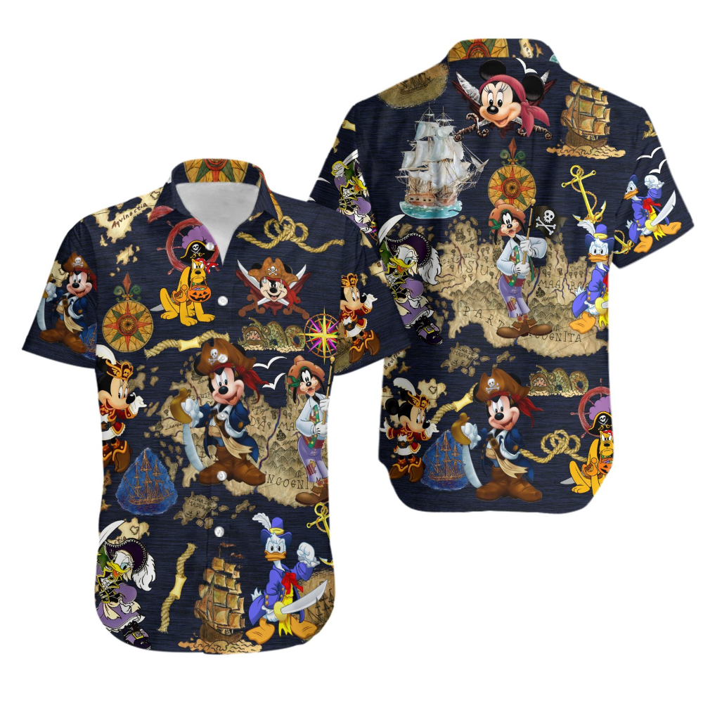 Disney Hawaiian Shirt Summer Beach Pirates Of Caribbean Mickey And Friends Disney Aloha Button Up Shirt - 90scloth.jpg