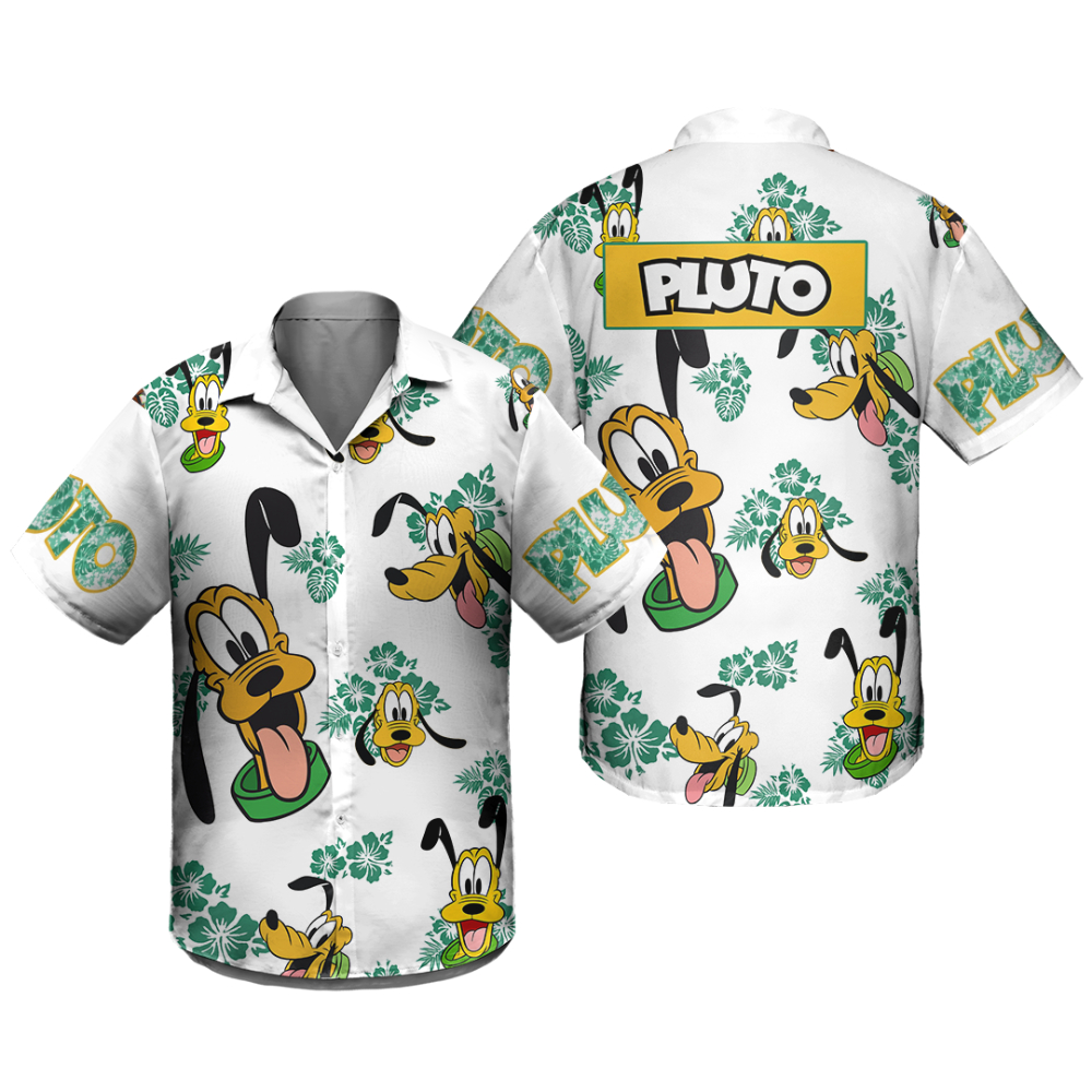 Disney Hawaiian Shirt Summer Beach Pluto Dog Hibiscus Disney Aloha Button Up Shirt - 90scloth.jpg