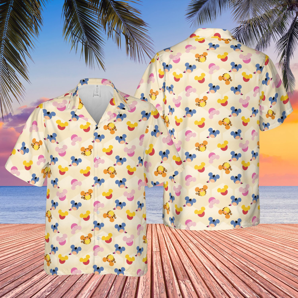 Disney Hawaiian Shirt Summer Beach Pooh & Friends Mouse Ears Disney Aloha Button Up Shirt - 90scloth.jpg