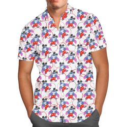 disney hawaiian shirt summer beach stitch dresses up as mickey disney aloha button up shirt