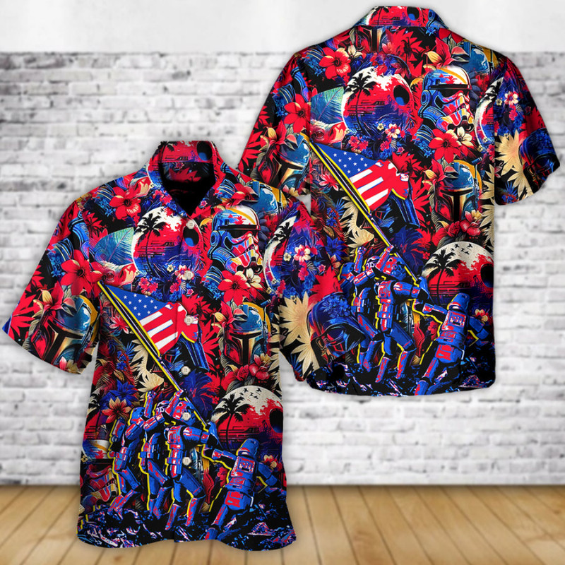 Disney Star Wars Hawaiian Shirt Summer Beach Independence Day Special Starwars Tropical Synthwave Aloha Button Up Shirt - 90scloth.jpg