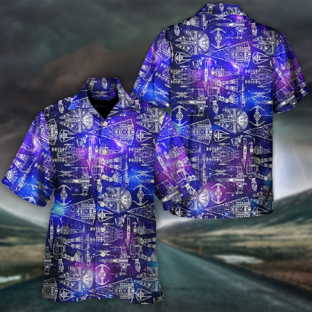 Disney Star Wars Hawaiian Shirt Summer Beach Space Ships Starwars Galaxy Aloha Button Up Shirt - 90scloth.jpg