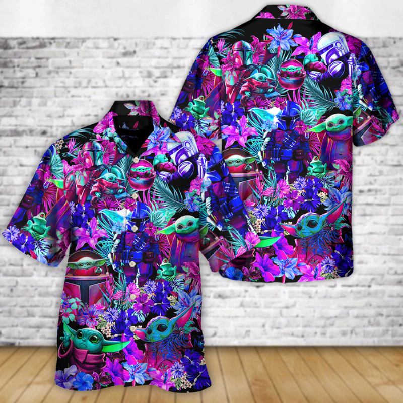 Disney Star Wars Hawaiian Shirt Summer Beach Special Starwars Baby Yoda Synthwave Aloha Button Up Shirt - 90scloth 1.jpg