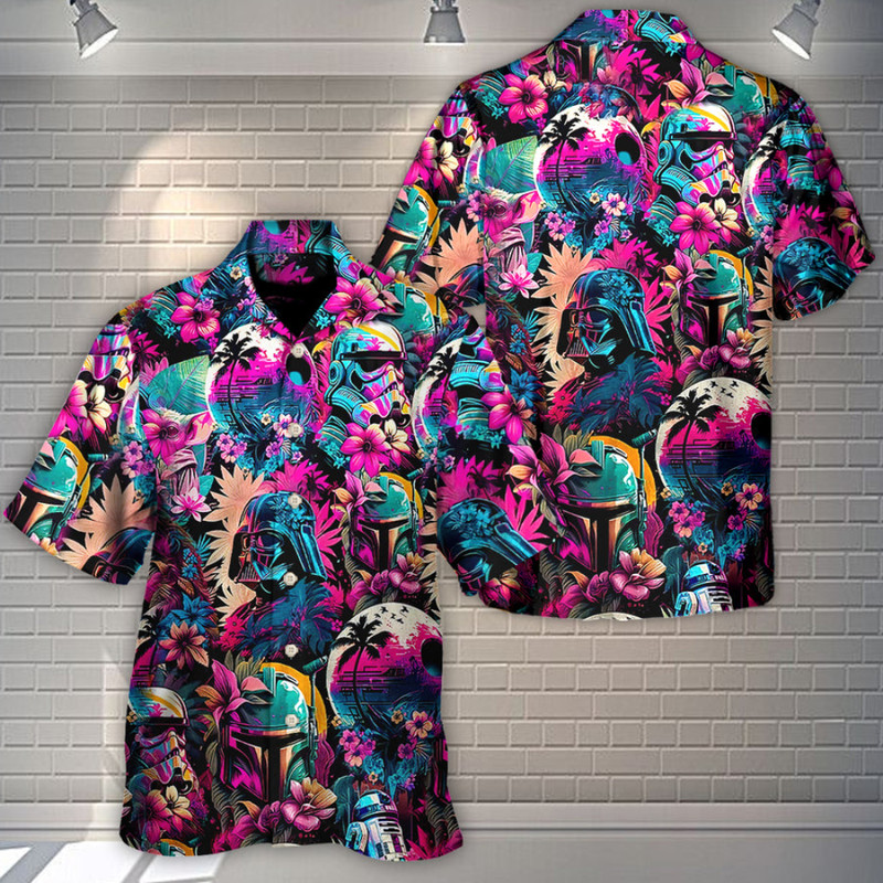 Disney Star Wars Hawaiian Shirt Summer Beach Special Starwars Synthwave Aloha Button Up Shirt - 90scloth.jpg