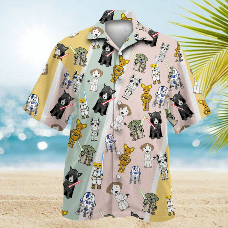 Disney Star Wars Hawaiian Shirt Summer Beach Starwars Cute Star Dogs Aloha Button Up Shirt - 90scloth.jpg