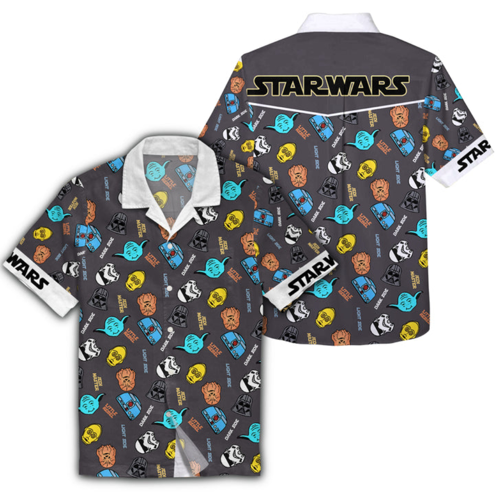 Disney Star Wars Hawaiian Shirt Summer Beach Starwars Darth Vader Chewbacca Yoda Heads Pattern Aloha Button Up Shirt - 90scloth.jpg