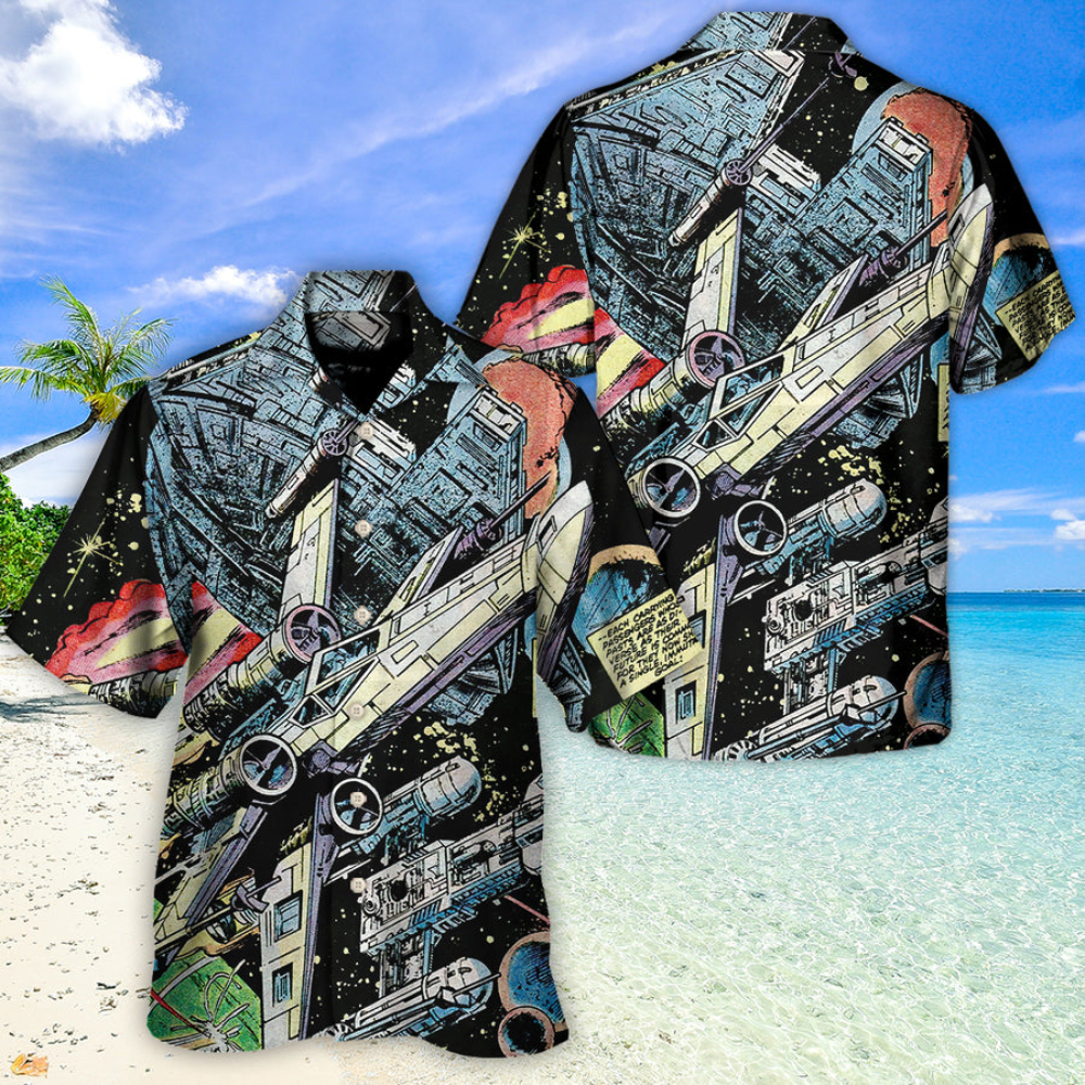 Disney Star Wars Hawaiian Shirt Summer Beach Starwars Han Solo Spaceship Aloha Button Up Shirt - 90scloth.jpg