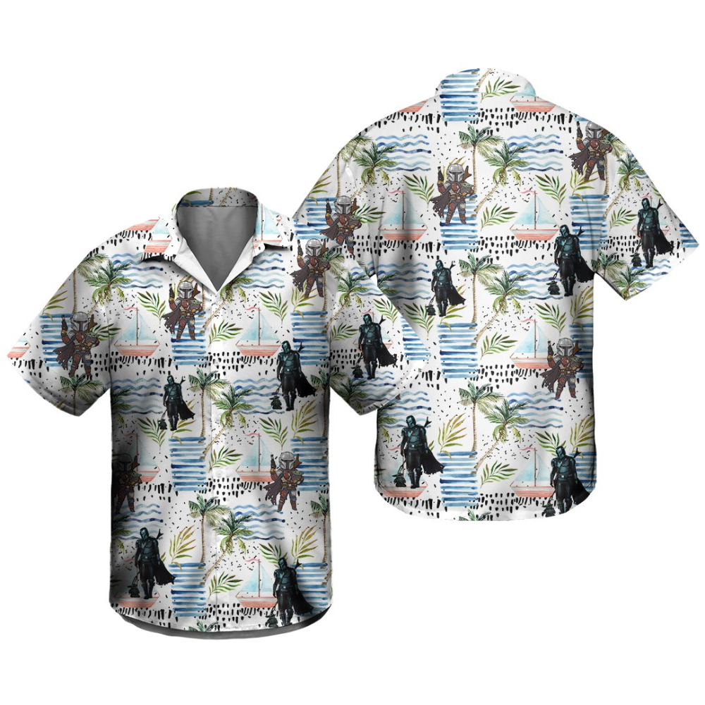 Disney Star Wars Hawaiian Shirt Summer Beach Starwars Mandalorian And Baby Yoda Aloha Button Up Shirt - 90scloth.jpg