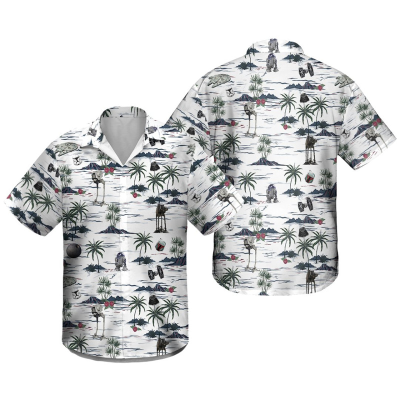 Disney Star Wars Hawaiian Shirt Summer Beach Starwars Palm Trees Pattern Aloha Button Up Shirt - 90scloth.jpg