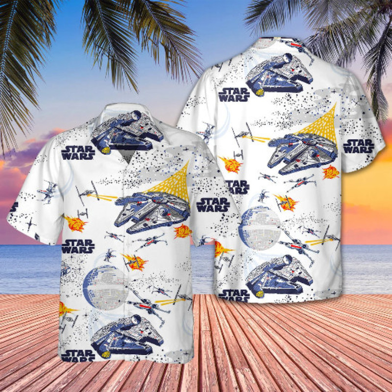 Disney Star Wars Hawaiian Shirt Summer Beach Starwars Space Ships Fighting Pattern Aloha Button Up Shirt - 90scloth.jpg