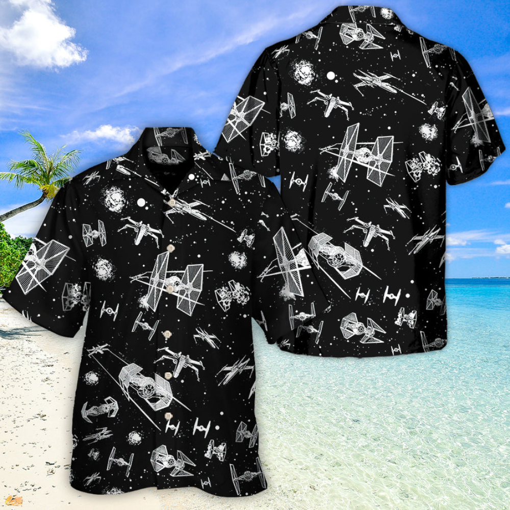 Disney Star Wars Hawaiian Shirt Summer Beach Starwars Spacecraft Pattern Aloha Button Up Shirt - 90scloth.jpg