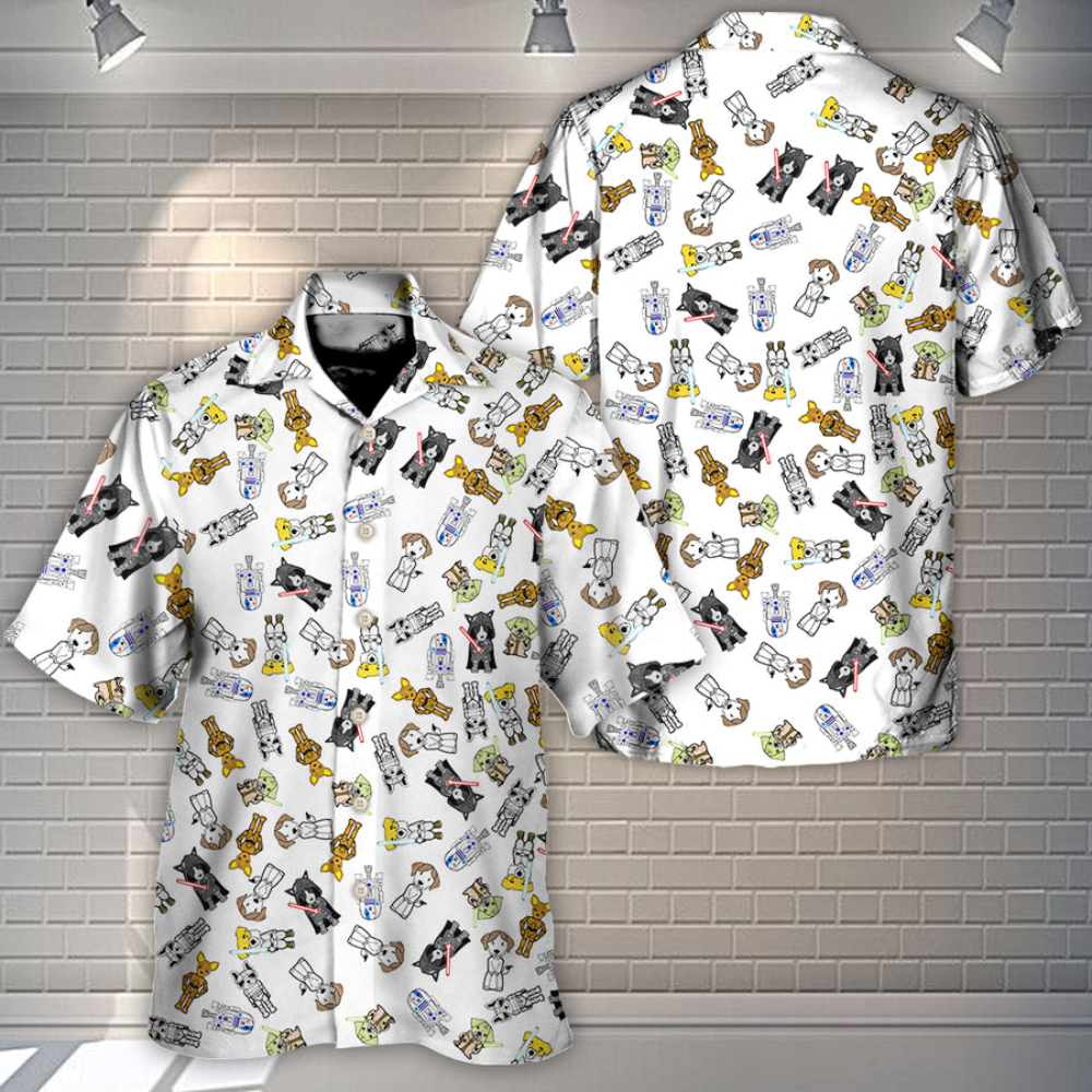 Disney Star Wars Hawaiian Shirt Summer Beach Starwars Star Dogs Pattern Aloha Button Up Shirt - 90scloth.jpg