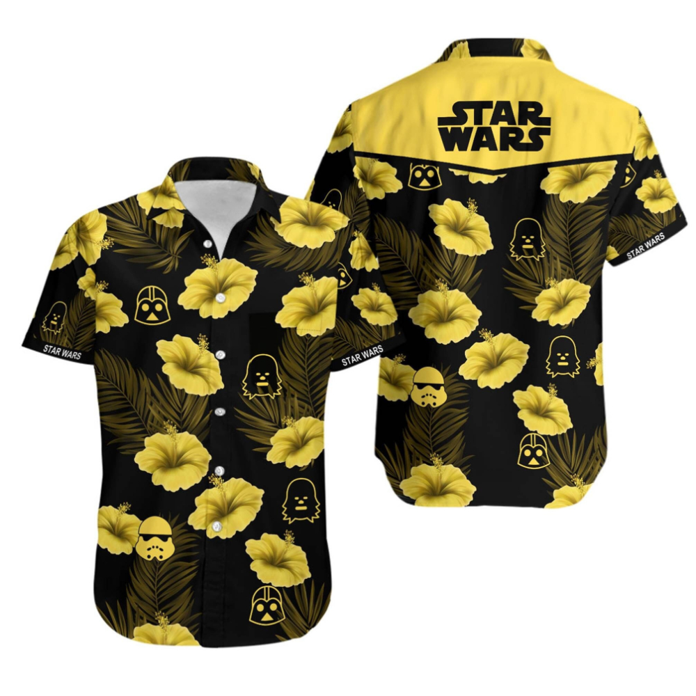 Disney Star Wars Hawaiian Shirt Summer Beach Starwars Stormtrooper Darth Vader Hibiscus Aloha Button Up Shirt - 90scloth.jpg