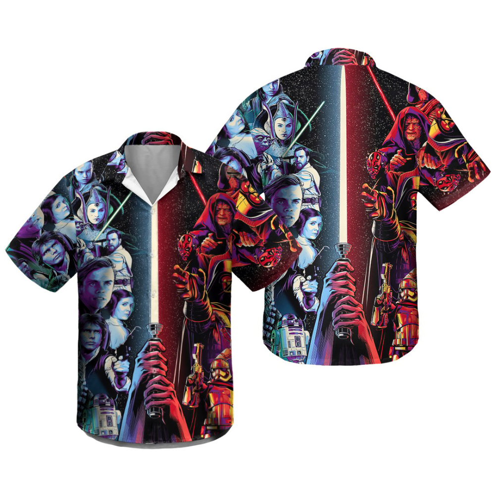 Disney Star Wars Hawaiian Shirt Summer Beach Starwars Two Side Light Saber Aloha Button Up Shirt - 90scloth.jpg