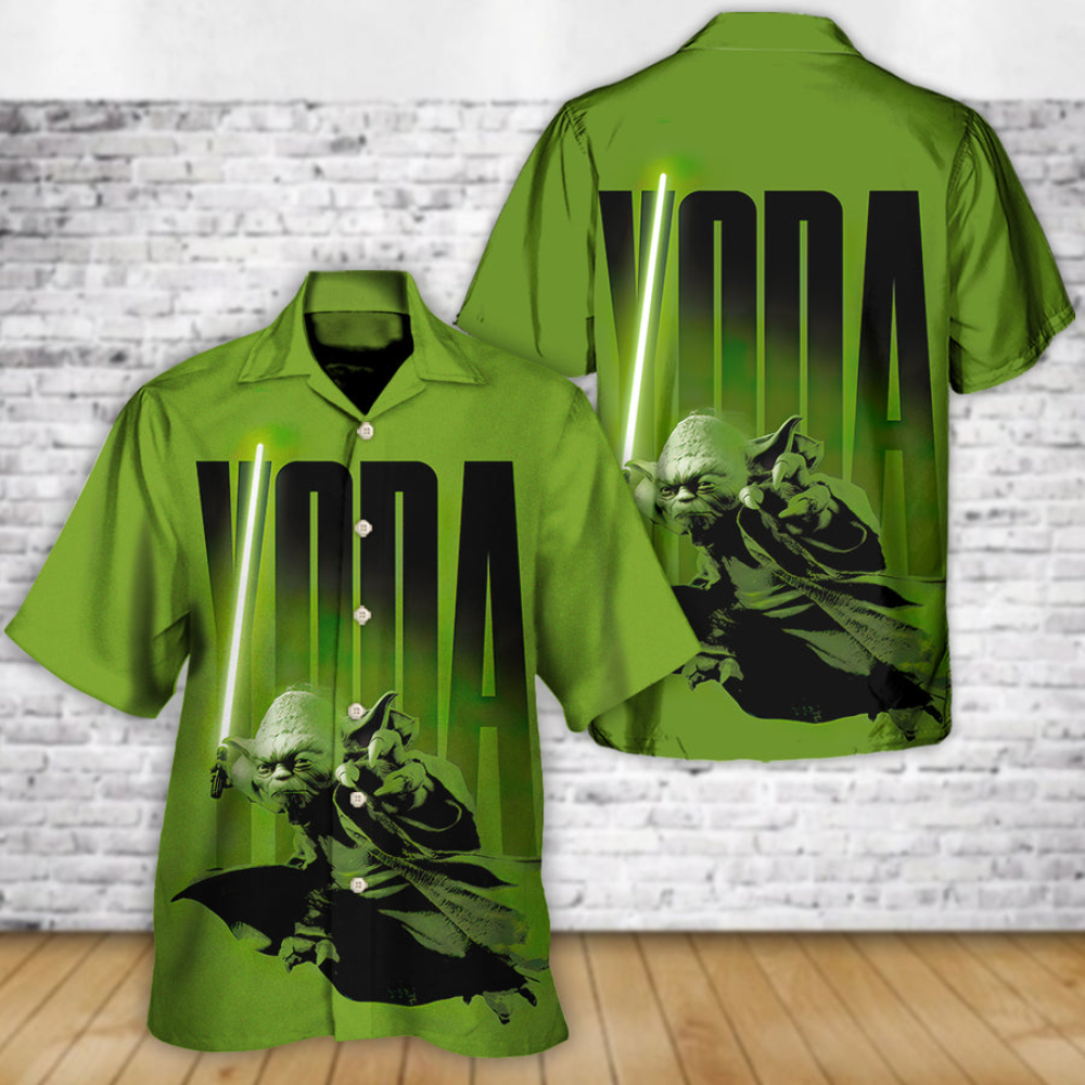 Disney Star Wars Hawaiian Shirt Summer Beach Starwars Yoda Green Aloha Button Up Shirt - 90scloth.jpg