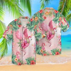 flamingo floral tropical shirt summer beach flamingo aloha shirt