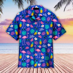 flamingo hello summer tropical shirt summer beach flamingo aloha shirt