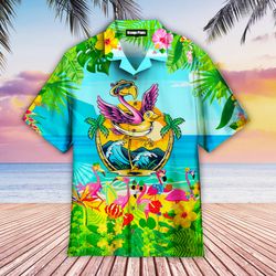 flamingo lets get flocked up tropical shirt summer beach flamingo aloha shirt