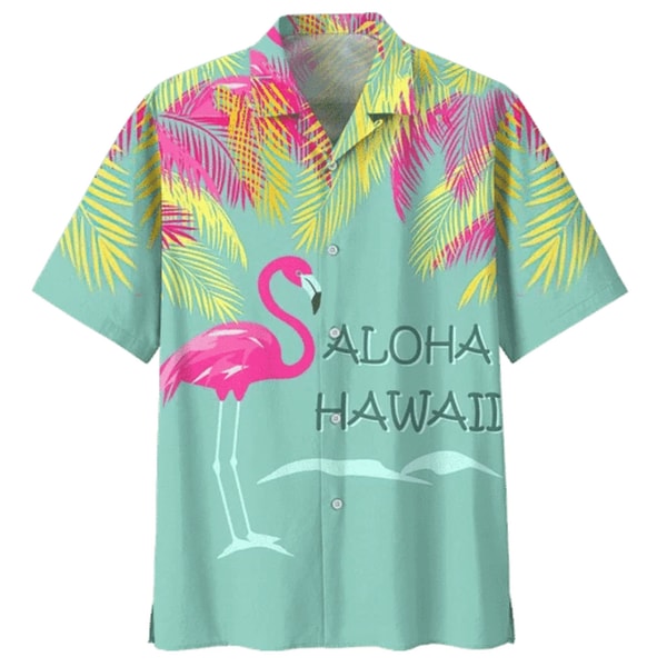 Flamingo Ornamental Design Hawaiian Button Up Shirt Summer Beach Flamingo Aloha Shirt - 90scloth.jpg
